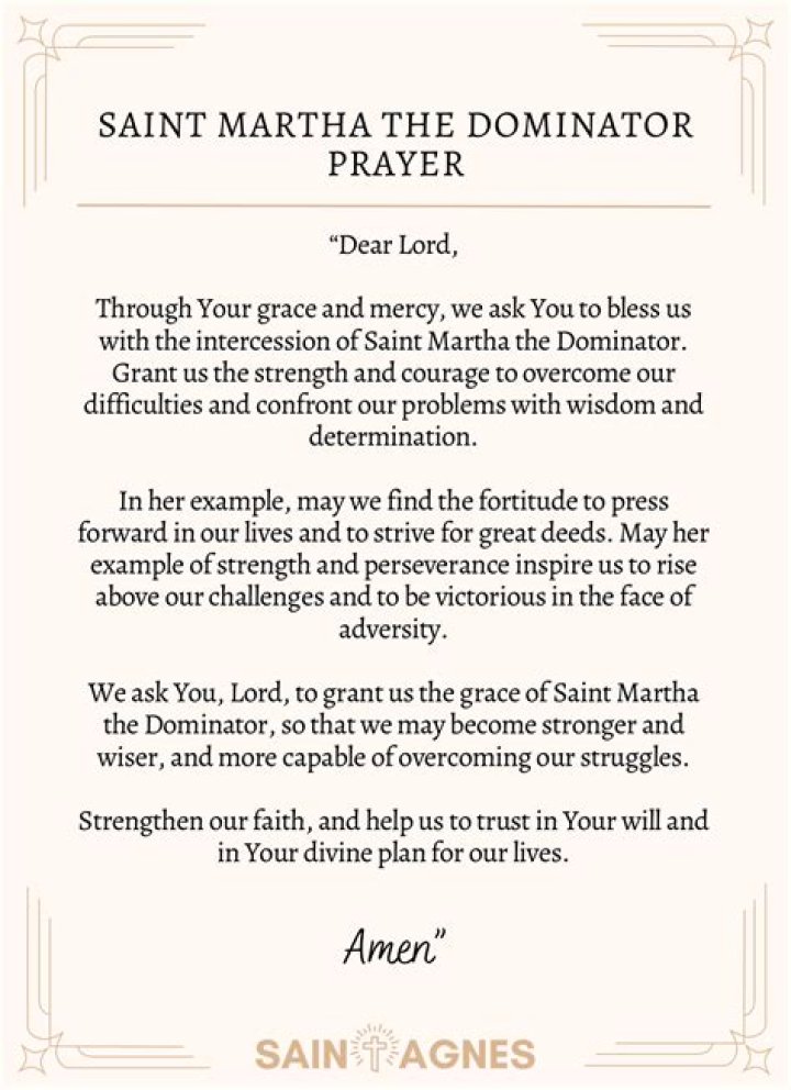 Unveiling The Power Of Saint Martha's Prayer For Domination